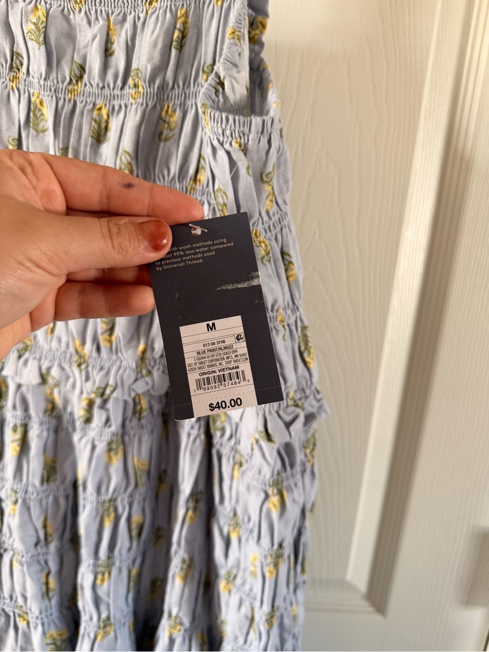 Women's Smocked Maxi A-Line Dress - Universal Thread Blue Floral - Picture 3 of 4
